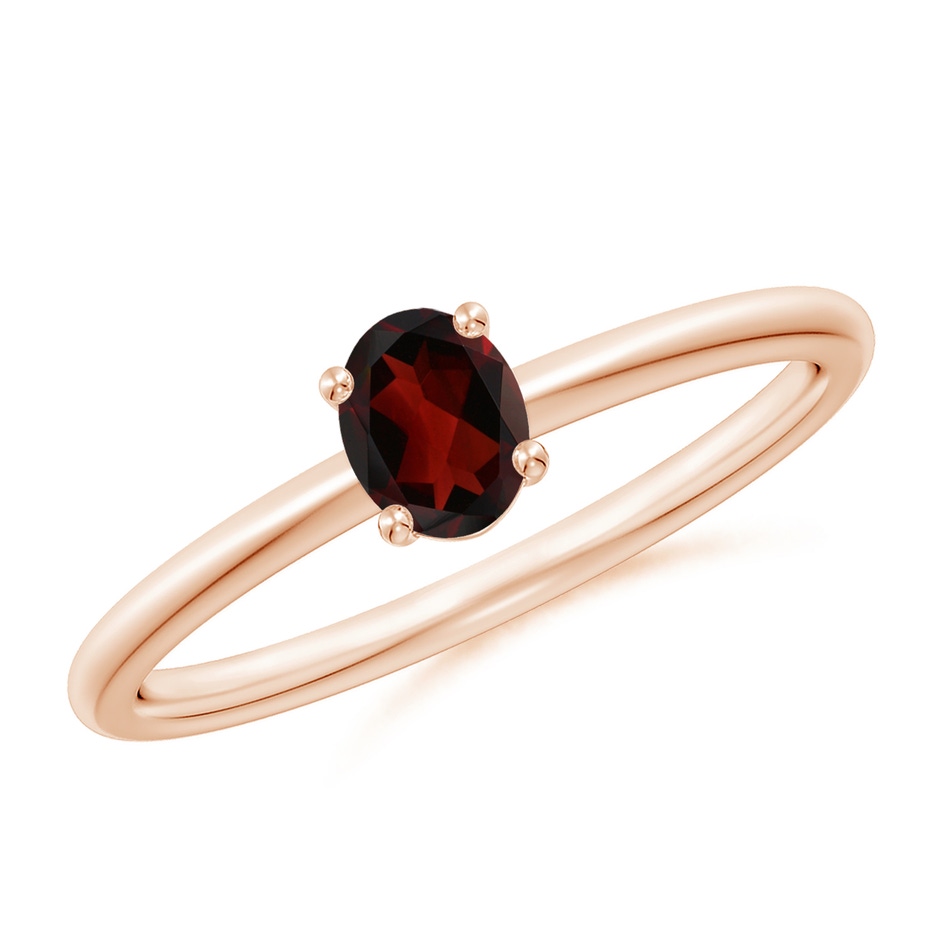 5x4mm AA Classic Solitaire Oval Garnet Promise Ring in Rose Gold 