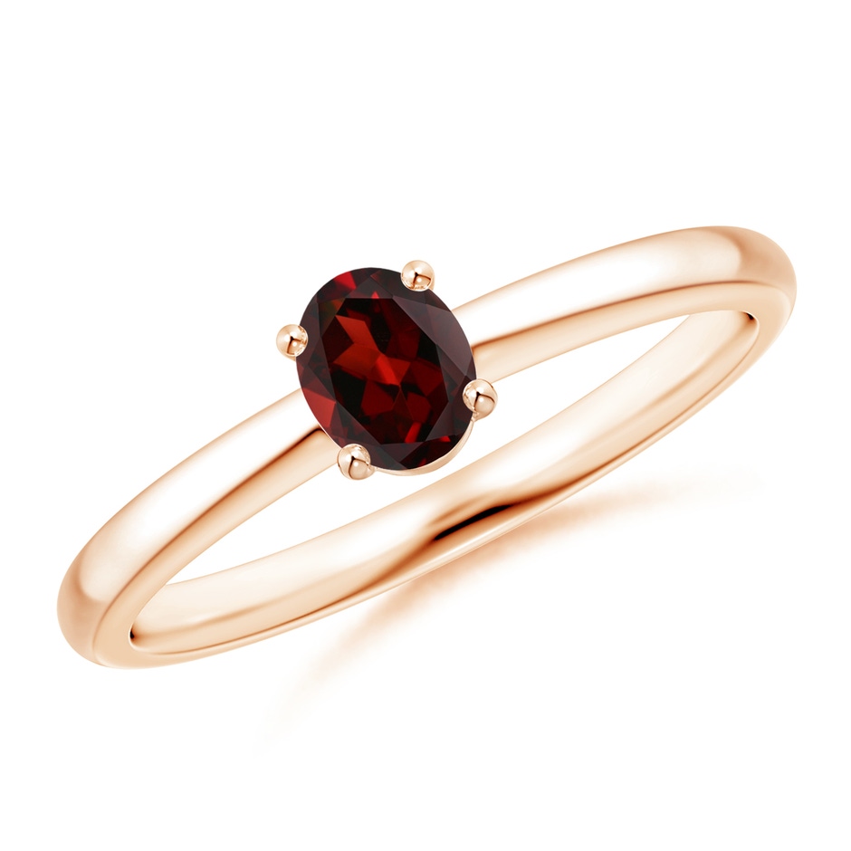 5x4mm AAA Classic Solitaire Oval Garnet Promise Ring in 9K Rose Gold 