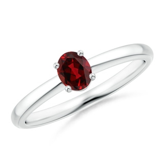 5x4mm AAAA Classic Solitaire Oval Garnet Promise Ring in P950 Platinum