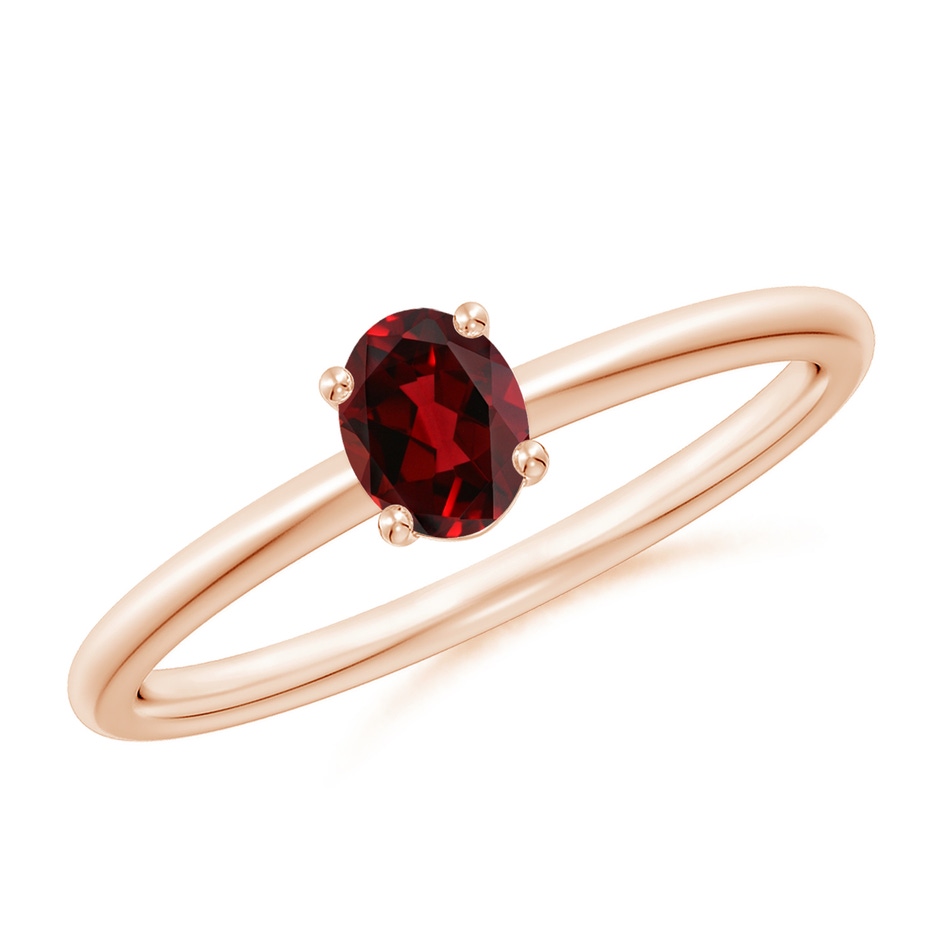 5x4mm AAAA Classic Solitaire Oval Garnet Promise Ring in Rose Gold 