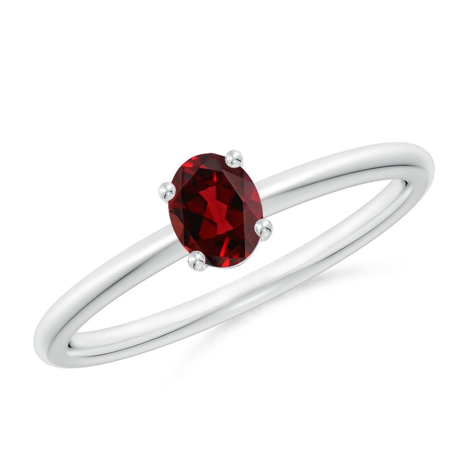 5x4mm AAAA Classic Solitaire Oval Garnet Promise Ring in White Gold 