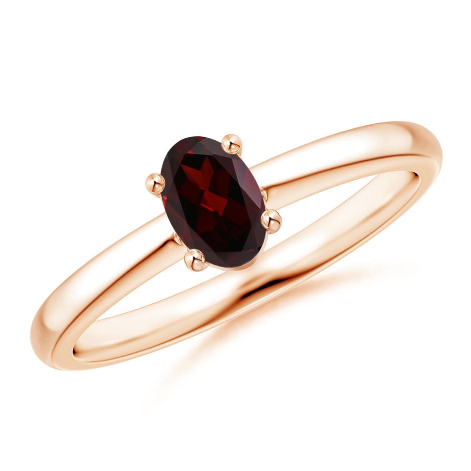 6x4mm A Classic Solitaire Oval Garnet Promise Ring in Rose Gold 