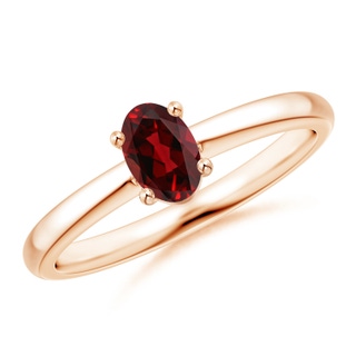 6x4mm AAAA Classic Solitaire Oval Garnet Promise Ring in Rose Gold