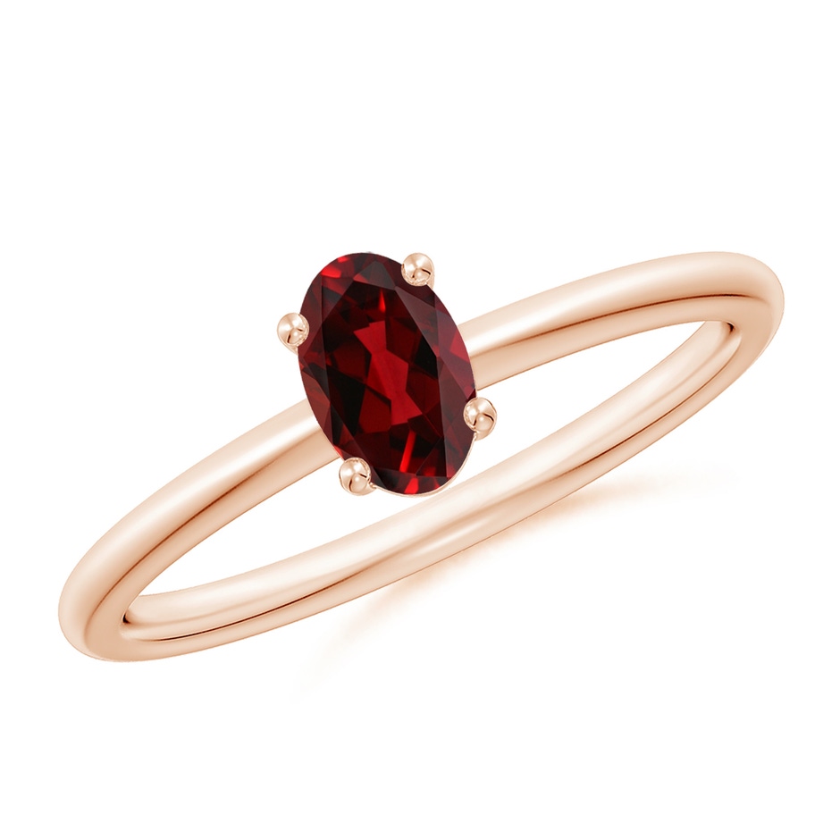 6x4mm AAAA Classic Solitaire Oval Garnet Promise Ring in Rose Gold 