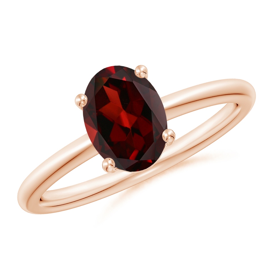8x6mm AAA Classic Solitaire Oval Garnet Promise Ring in 18K Rose Gold 