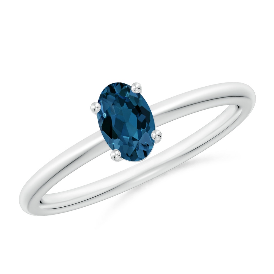 6x4mm AAA Classic Solitaire Oval London Blue Topaz Promise Ring in P950 Platinum 