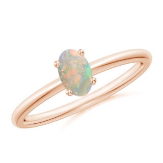 6x4mm AAAA Classic Solitaire Oval Opal Promise Ring in 18K Rose Gold