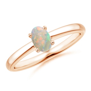 6x4mm AAAA Classic Solitaire Oval Opal Promise Ring in Rose Gold