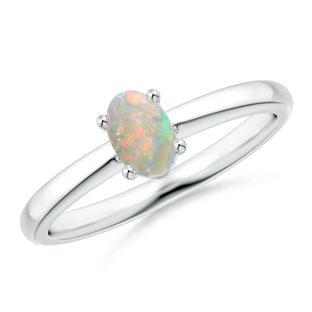 6x4mm AAAA Classic Solitaire Oval Opal Promise Ring in S999 Silver