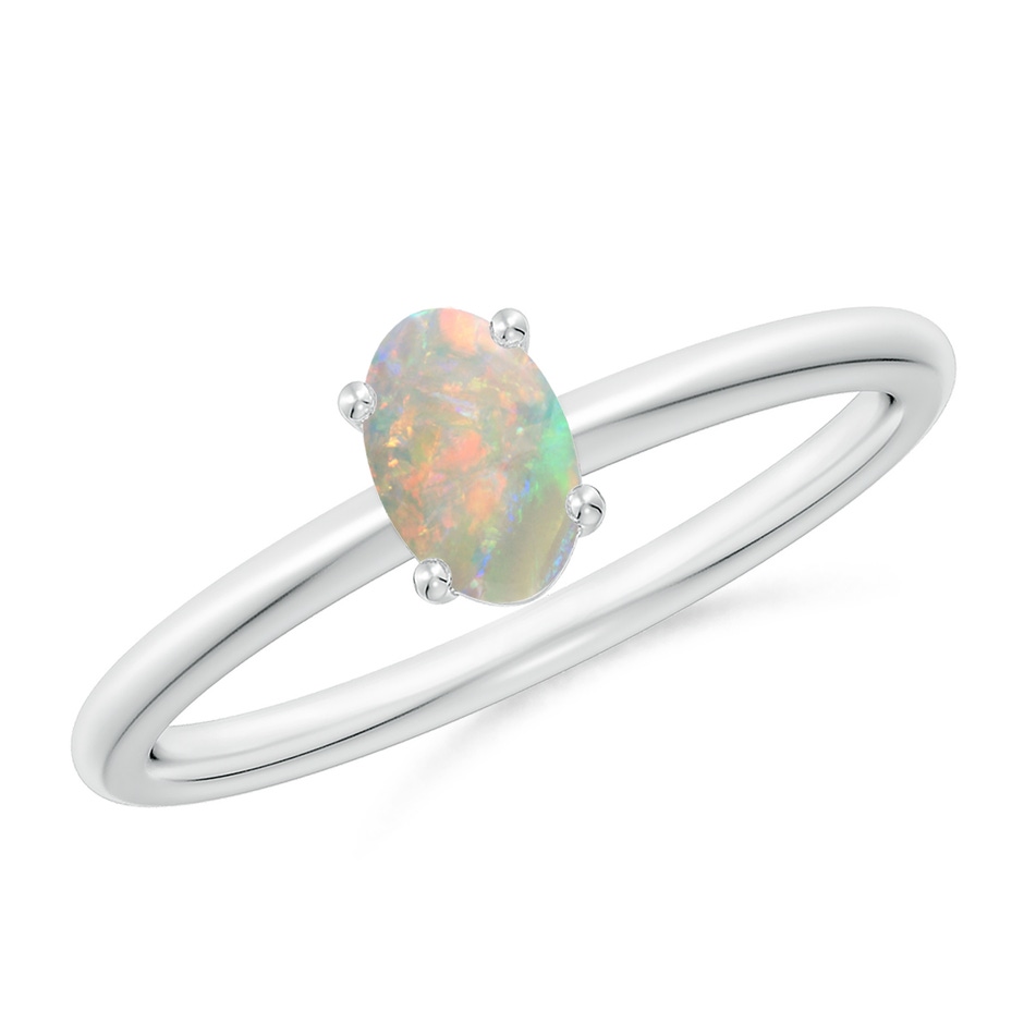 6x4mm AAAA Classic Solitaire Oval Opal Promise Ring in S999 Silver 