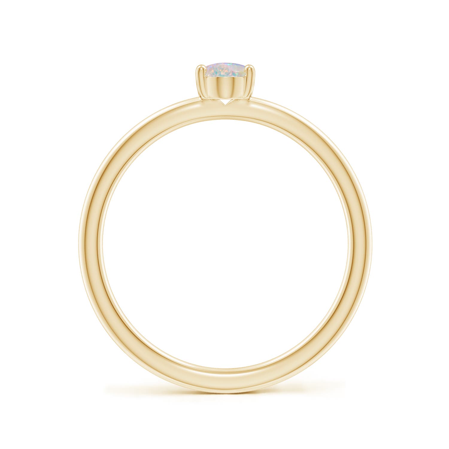 6x4mm AAAA Classic Solitaire Oval Opal Promise Ring in Yellow Gold