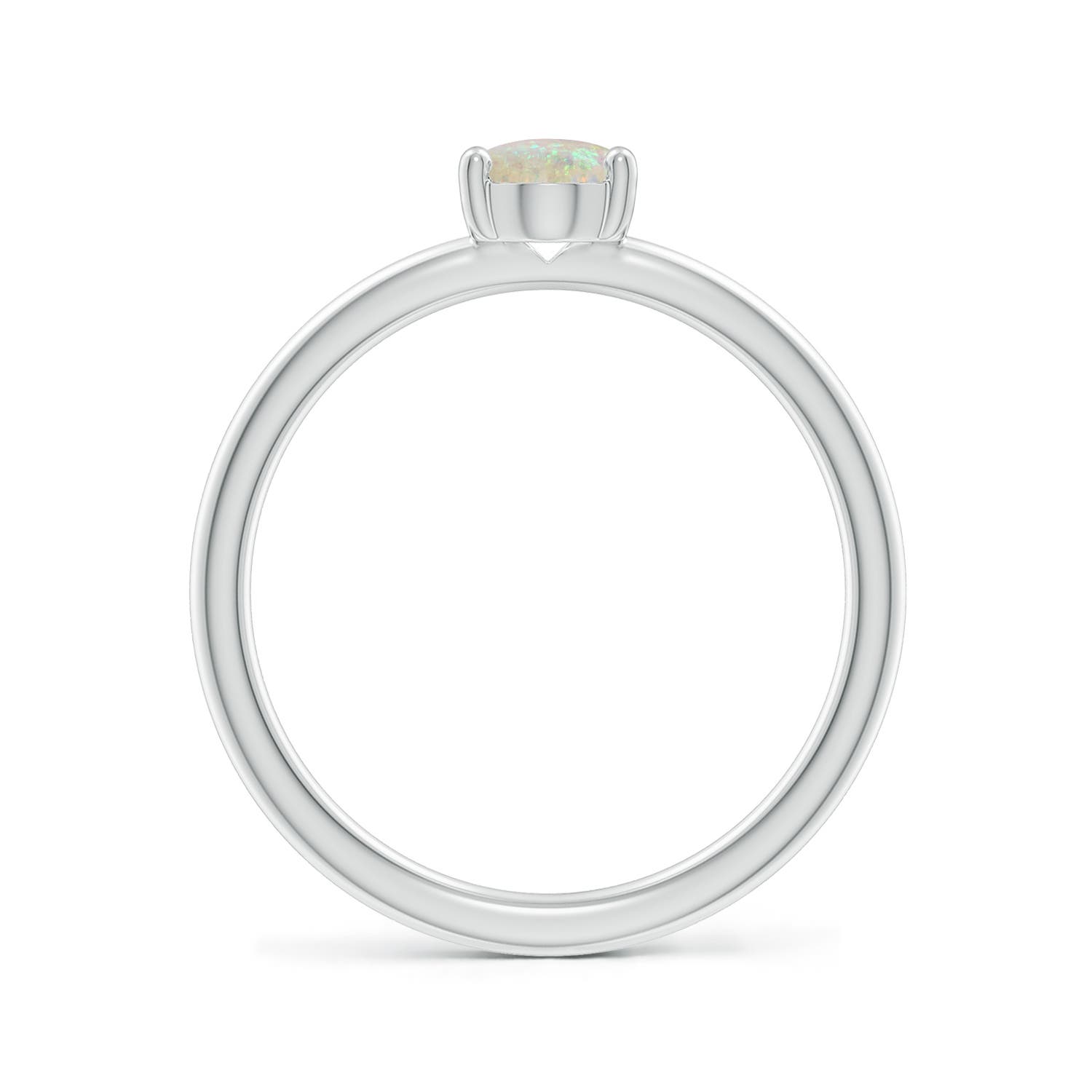 7x5mm AAA Classic Solitaire Oval Opal Promise Ring in White Gold - side 2