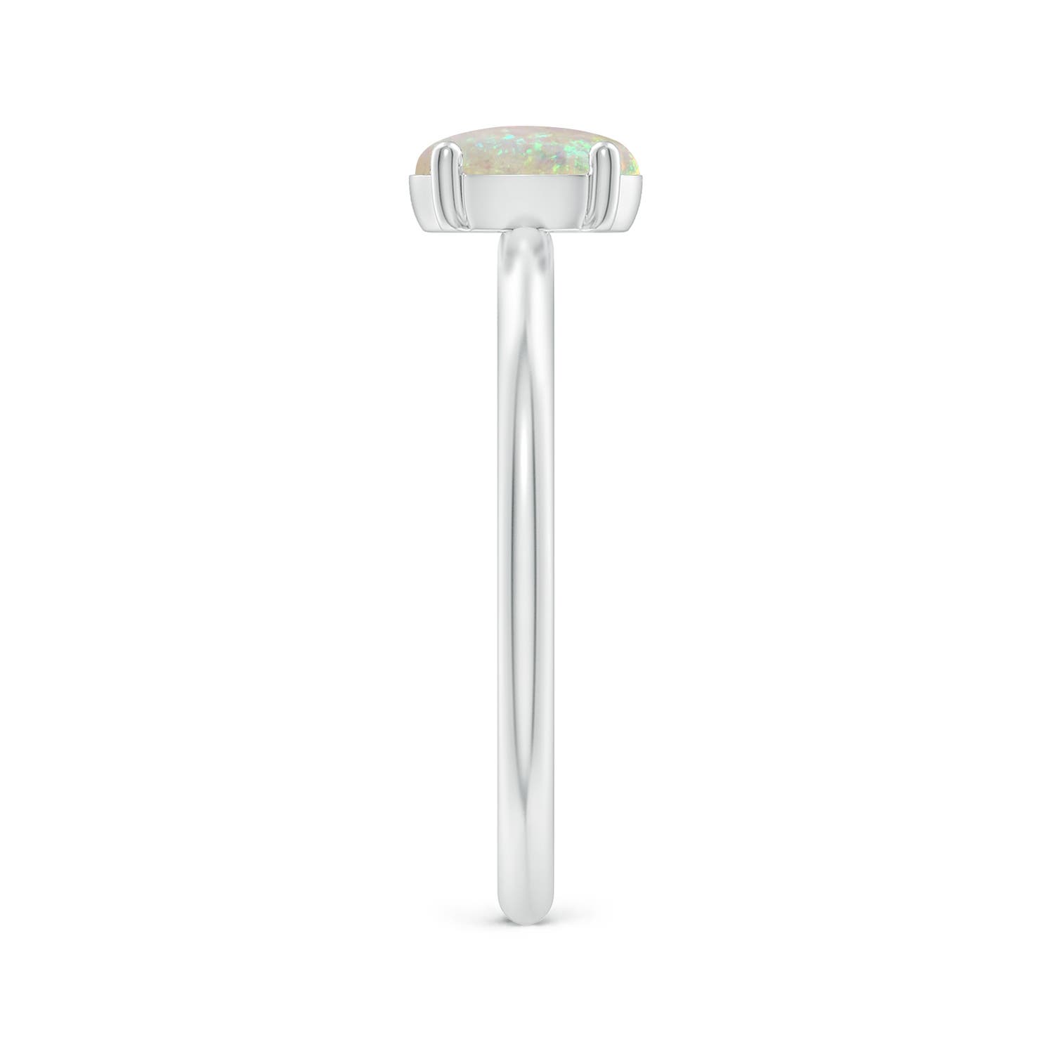 7x5mm AAA Classic Solitaire Oval Opal Promise Ring in White Gold - side 3