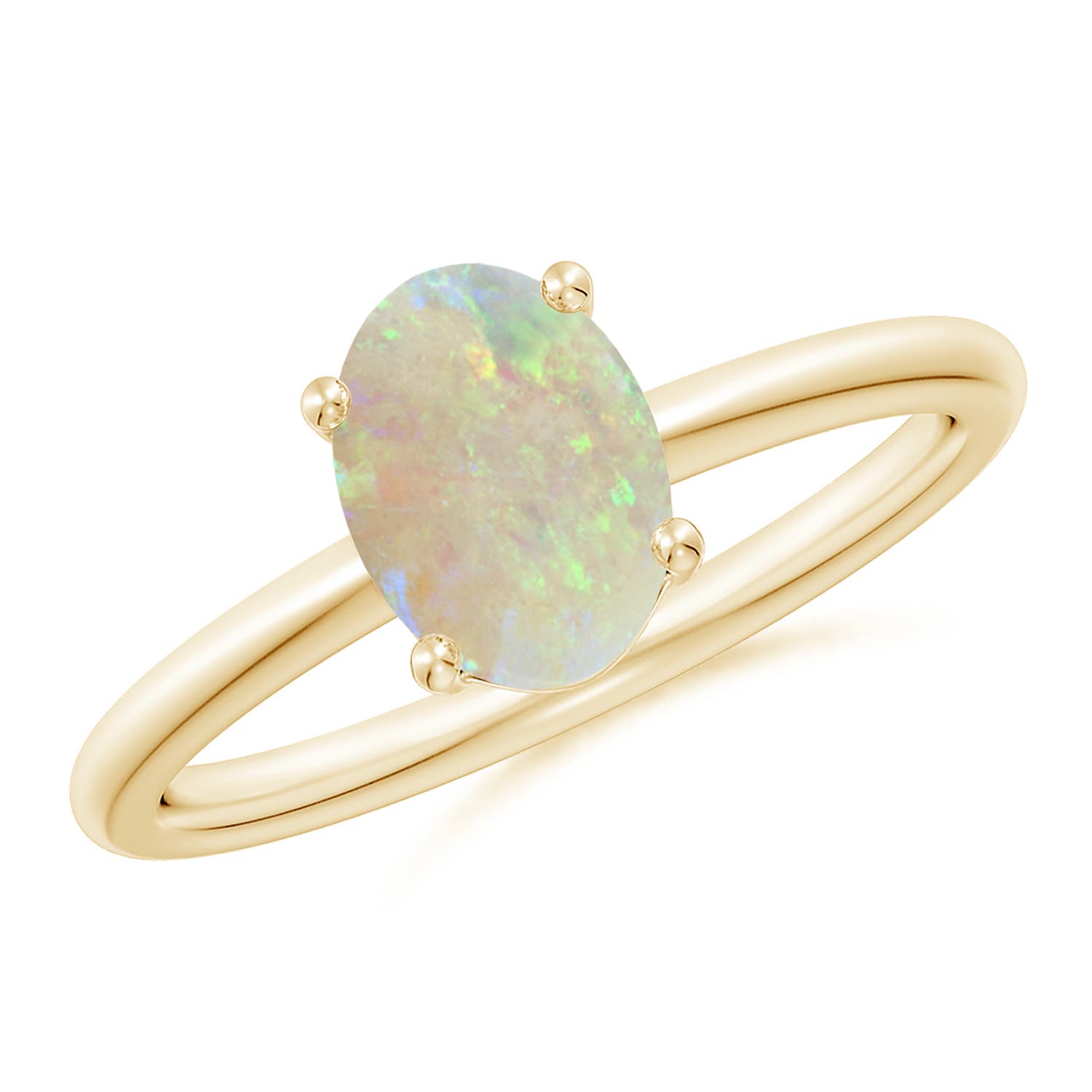 8x6mm AAA Classic Solitaire Oval Opal Promise Ring in Yellow Gold