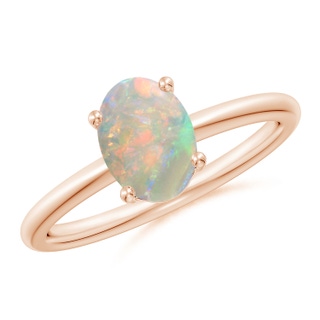 8x6mm AAAA Classic Solitaire Oval Opal Promise Ring in 18K Rose Gold
