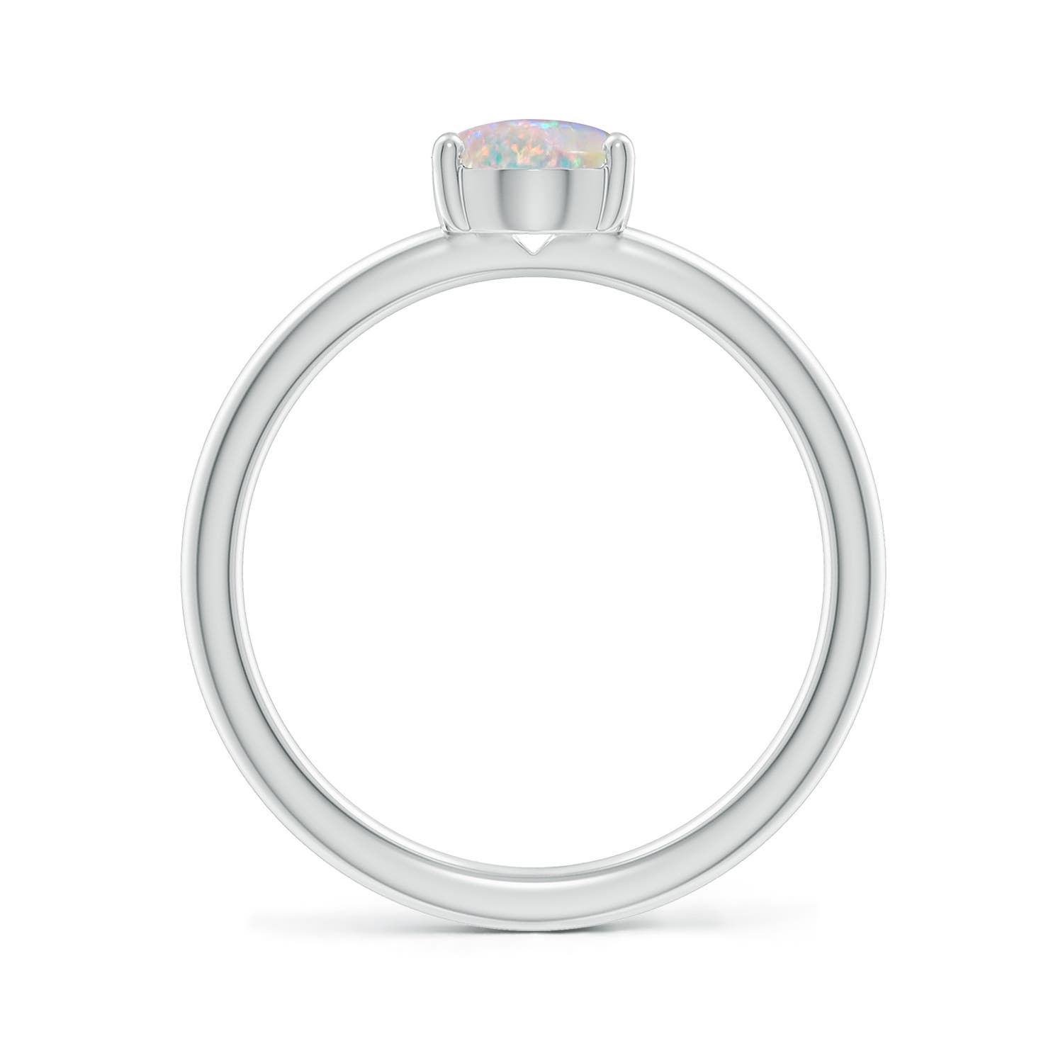8x6mm AAAA Classic Solitaire Oval Opal Promise Ring in White Gold