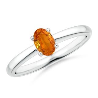 6x4mm AAA Classic Solitaire Oval Orange Sapphire Promise Ring in White Gold