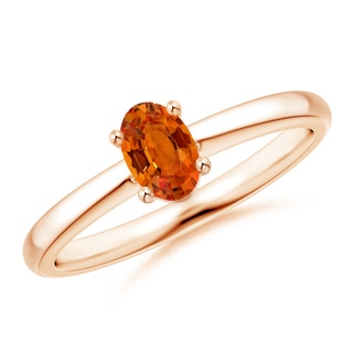 6x4mm AAAA Classic Solitaire Oval Orange Sapphire Promise Ring in Rose Gold