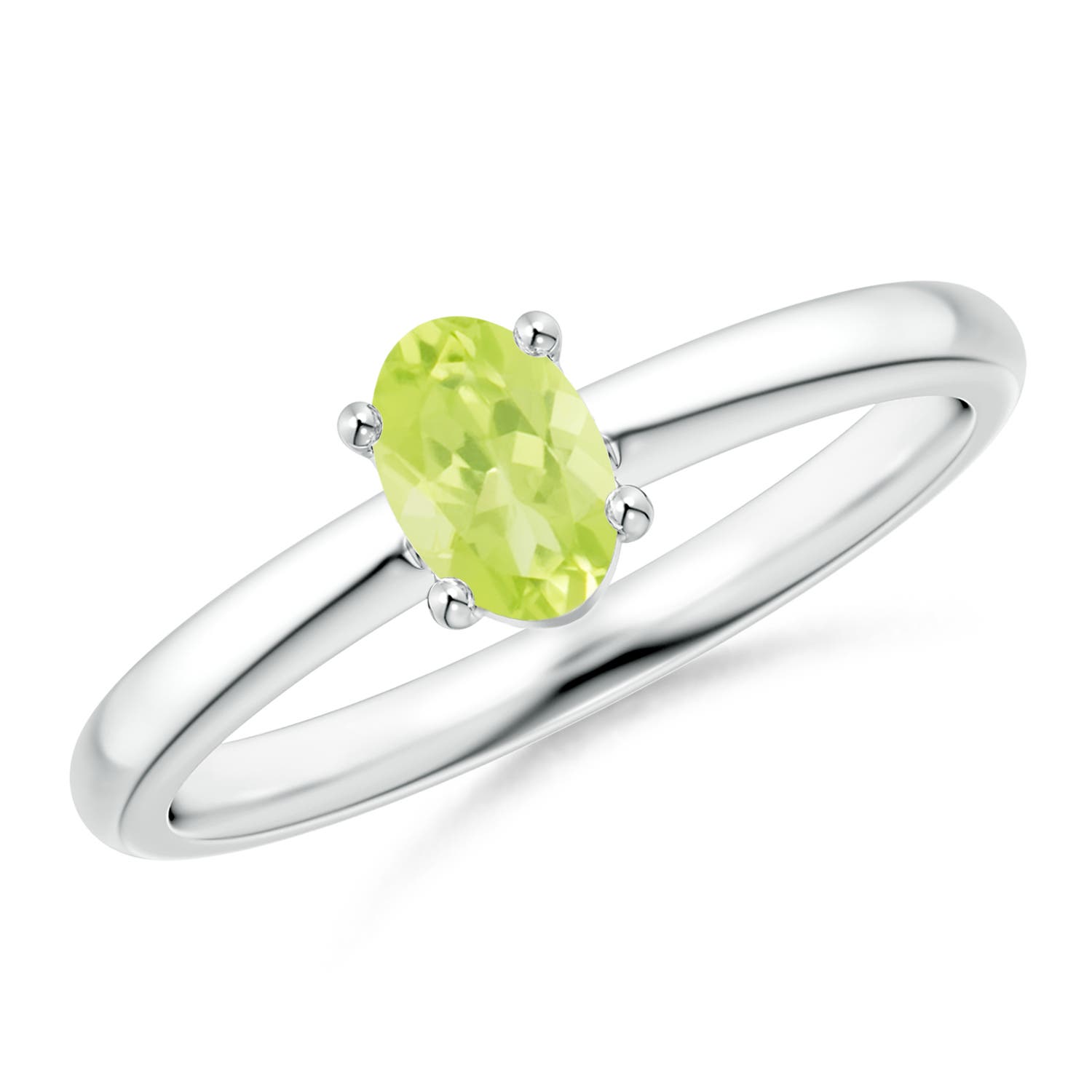 A - Peridot / 0.48 CT / 14 KT White Gold