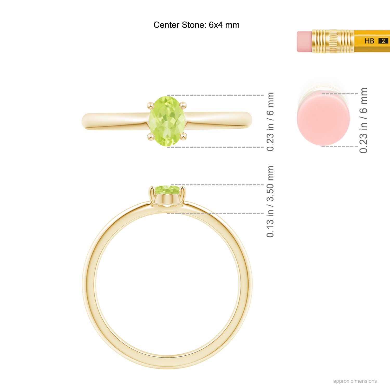 A - Peridot / 0.48 CT / 14 KT Yellow Gold