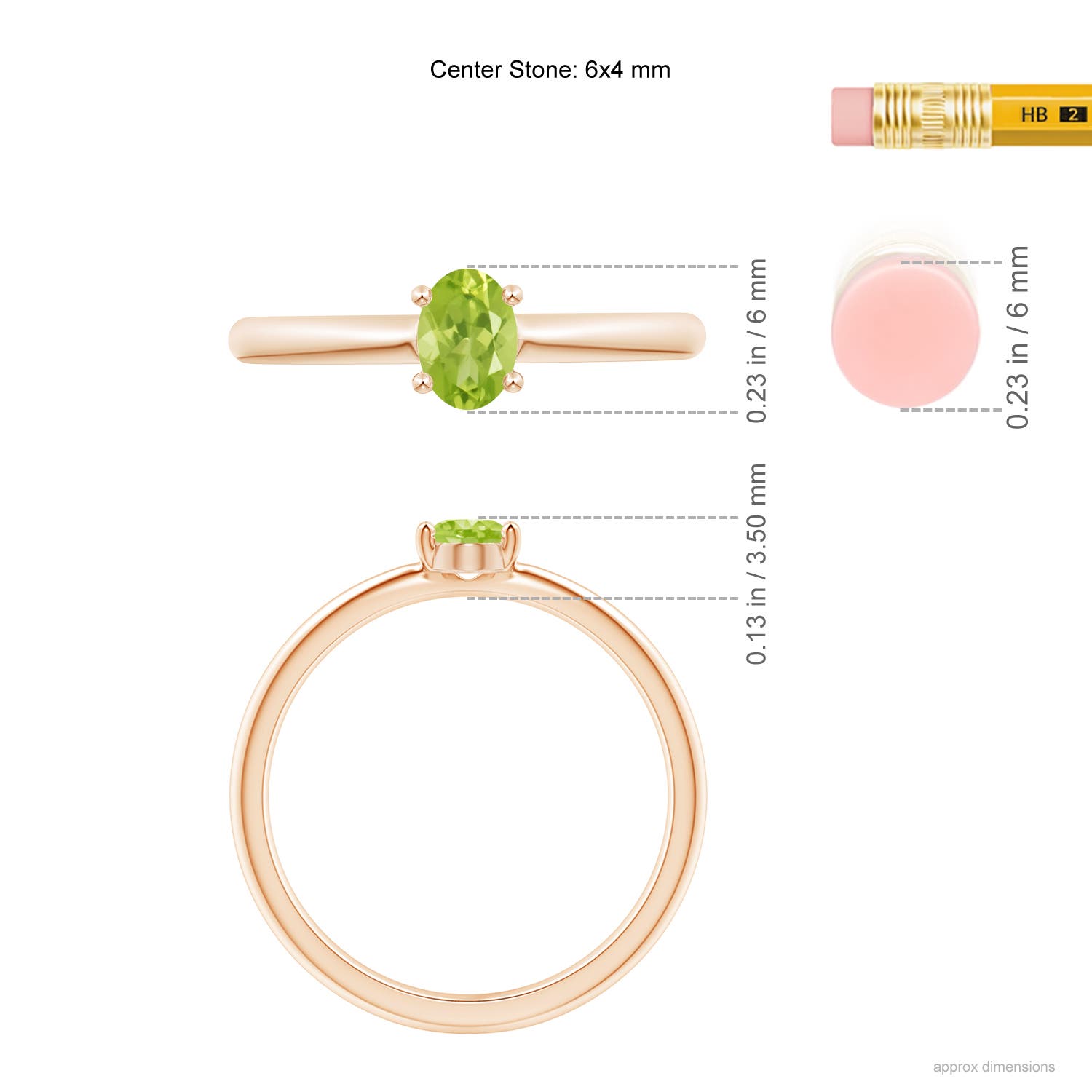 AA - Peridot / 0.48 CT / 14 KT Rose Gold