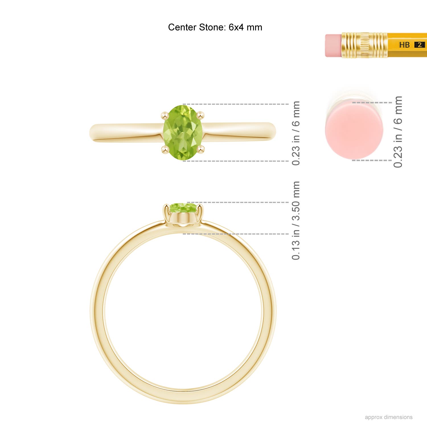 AA - Peridot / 0.48 CT / 14 KT Yellow Gold