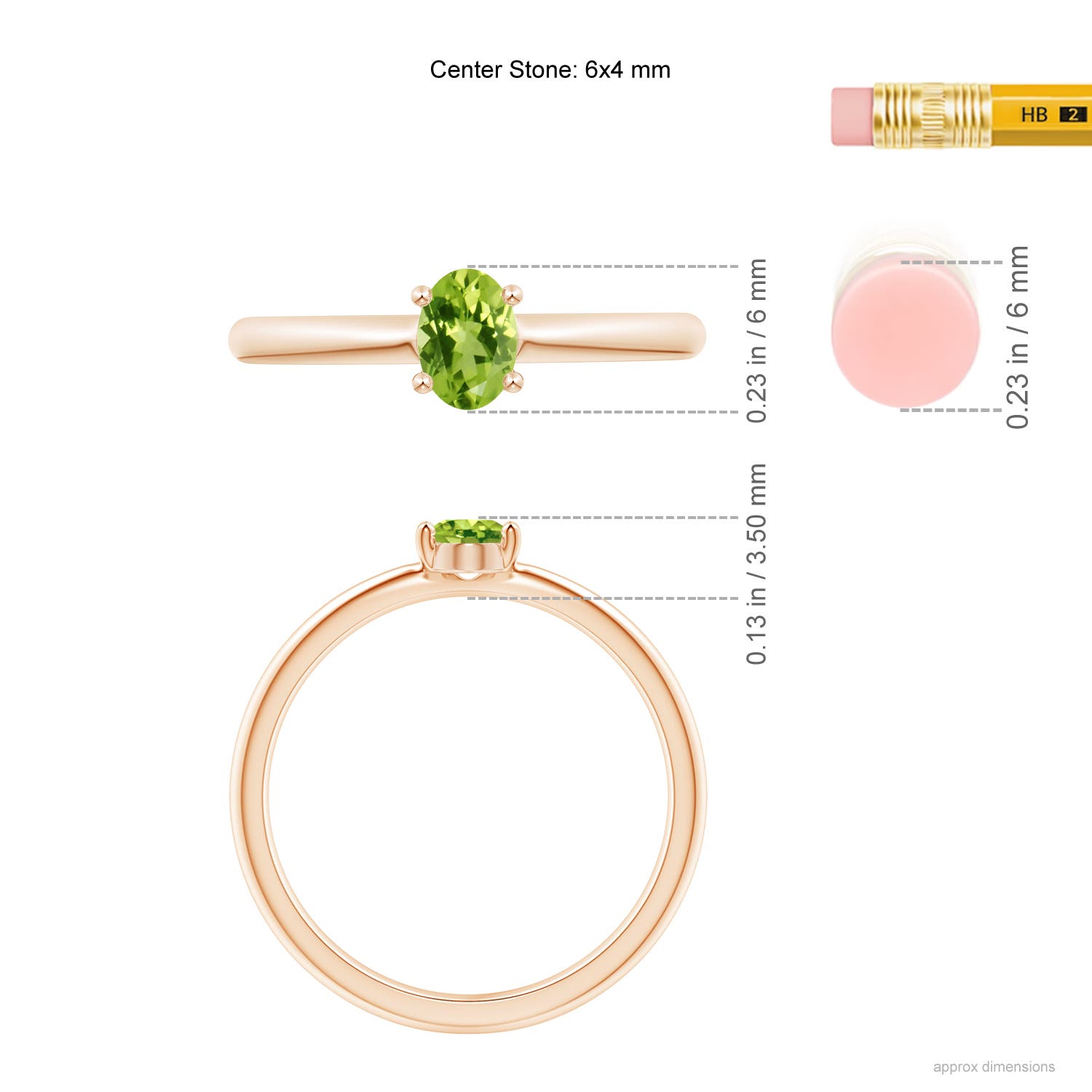 AAA - Peridot / 0.48 CT / 14 KT Rose Gold