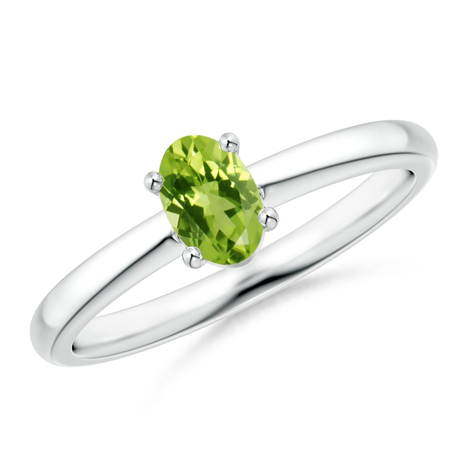 AAA - Peridot / 0.48 CT / 14 KT White Gold