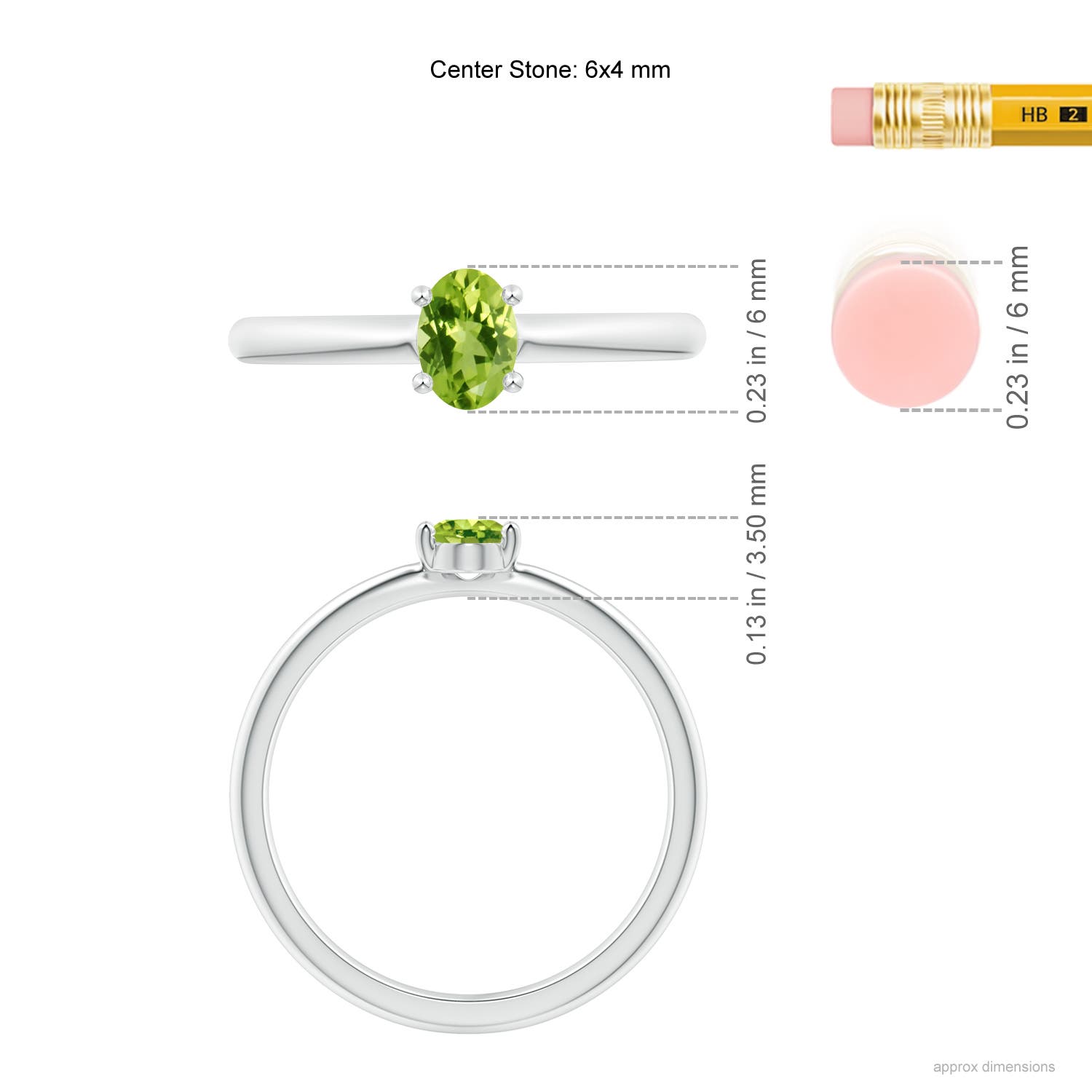 AAA - Peridot / 0.48 CT / 14 KT White Gold