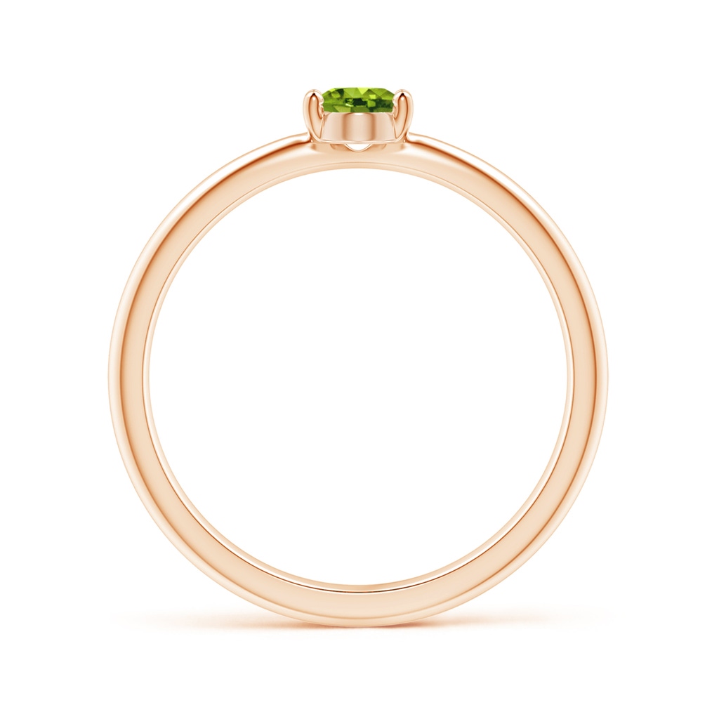 6x4mm AAAA Classic Solitaire Oval Peridot Promise Ring in Rose Gold Side-1