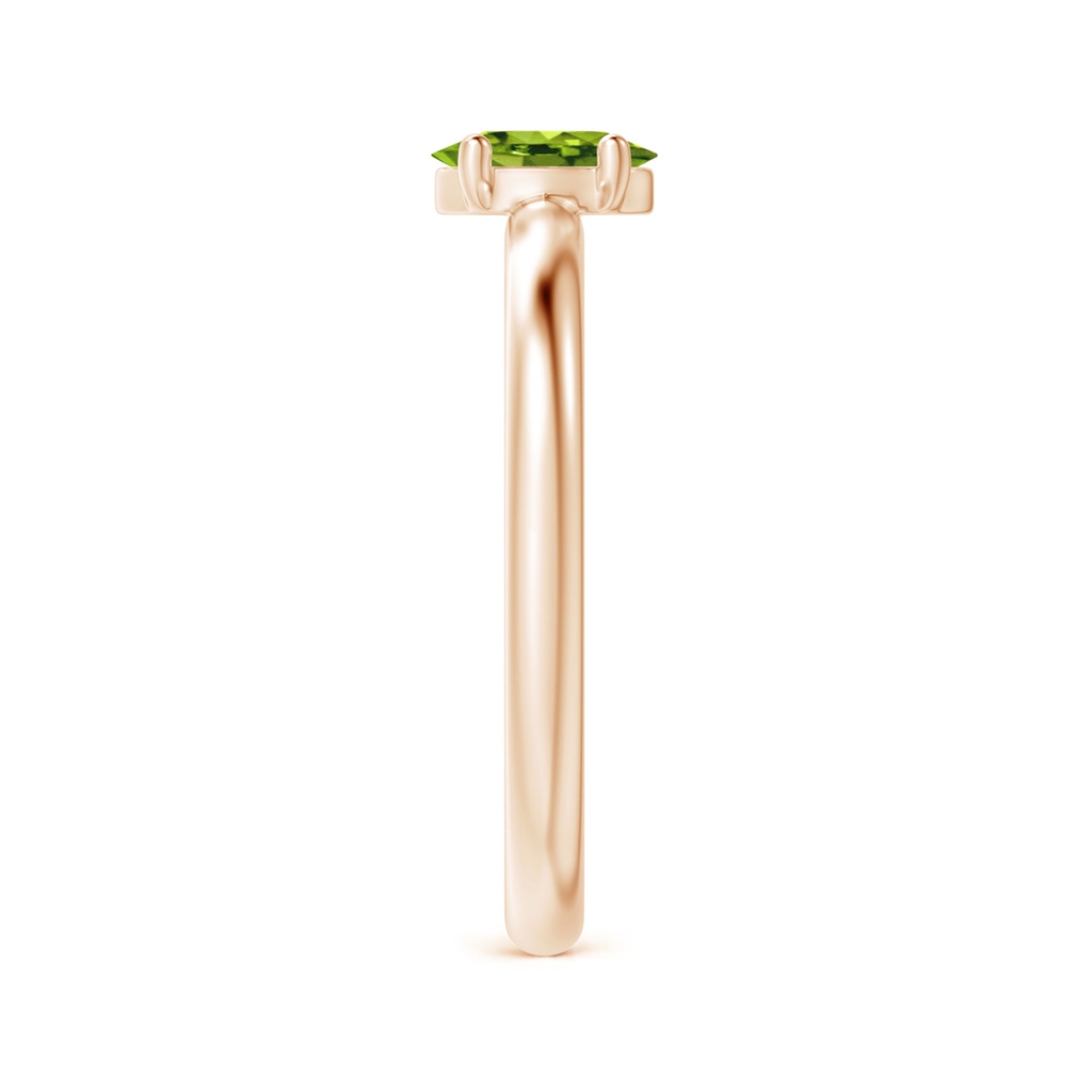 6x4mm AAAA Classic Solitaire Oval Peridot Promise Ring in Rose Gold Side-2