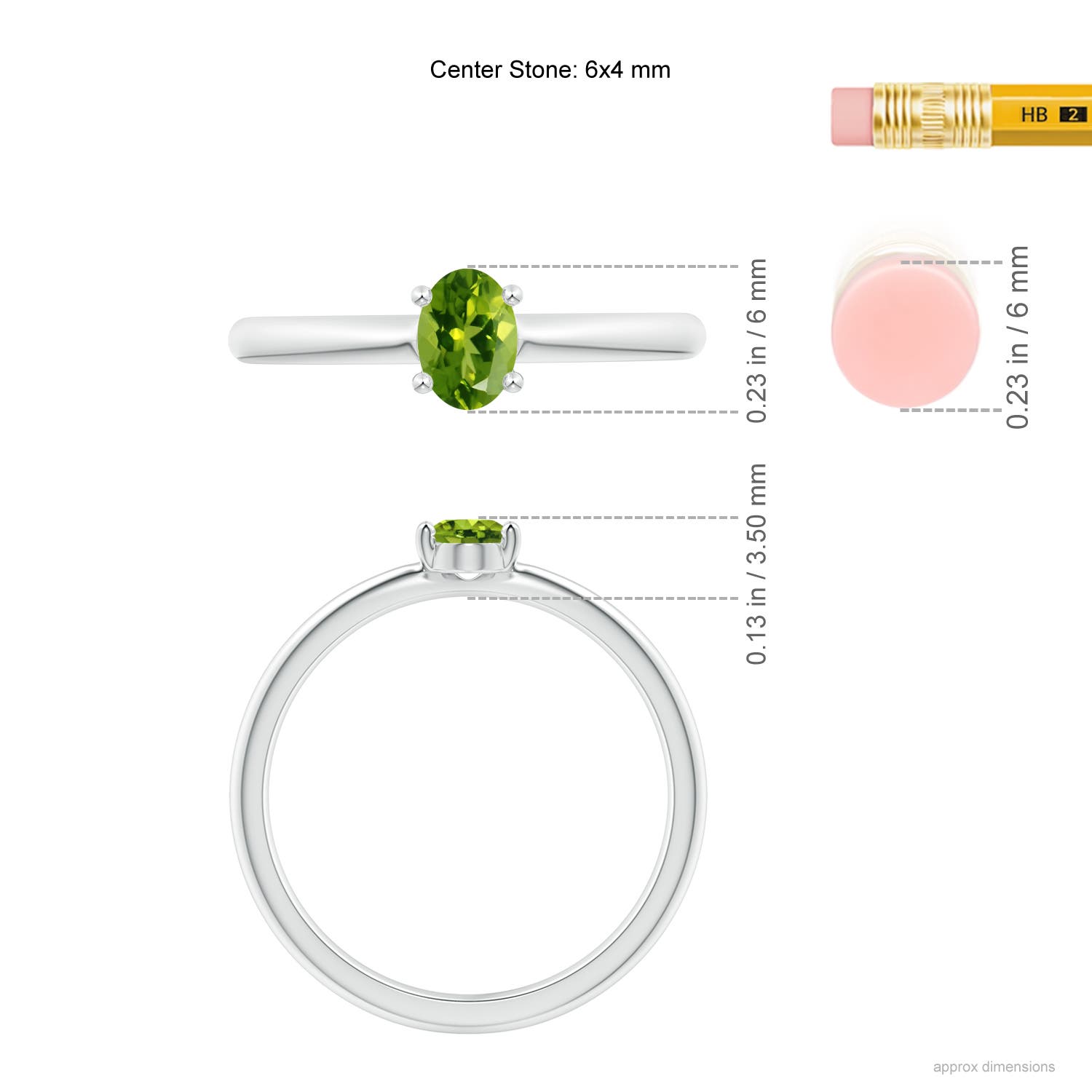 AAAA - Peridot / 0.48 CT / 14 KT White Gold