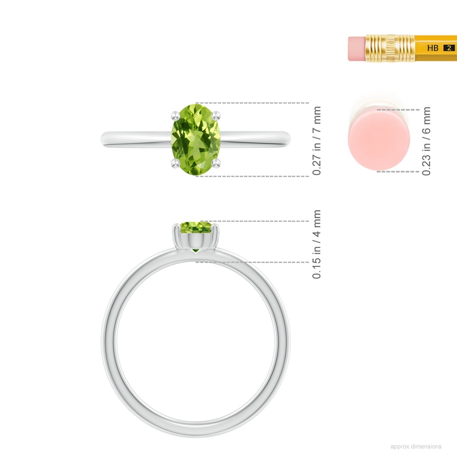 7x5mm AAA Classic Solitaire Oval Peridot Promise Ring in White Gold ruler