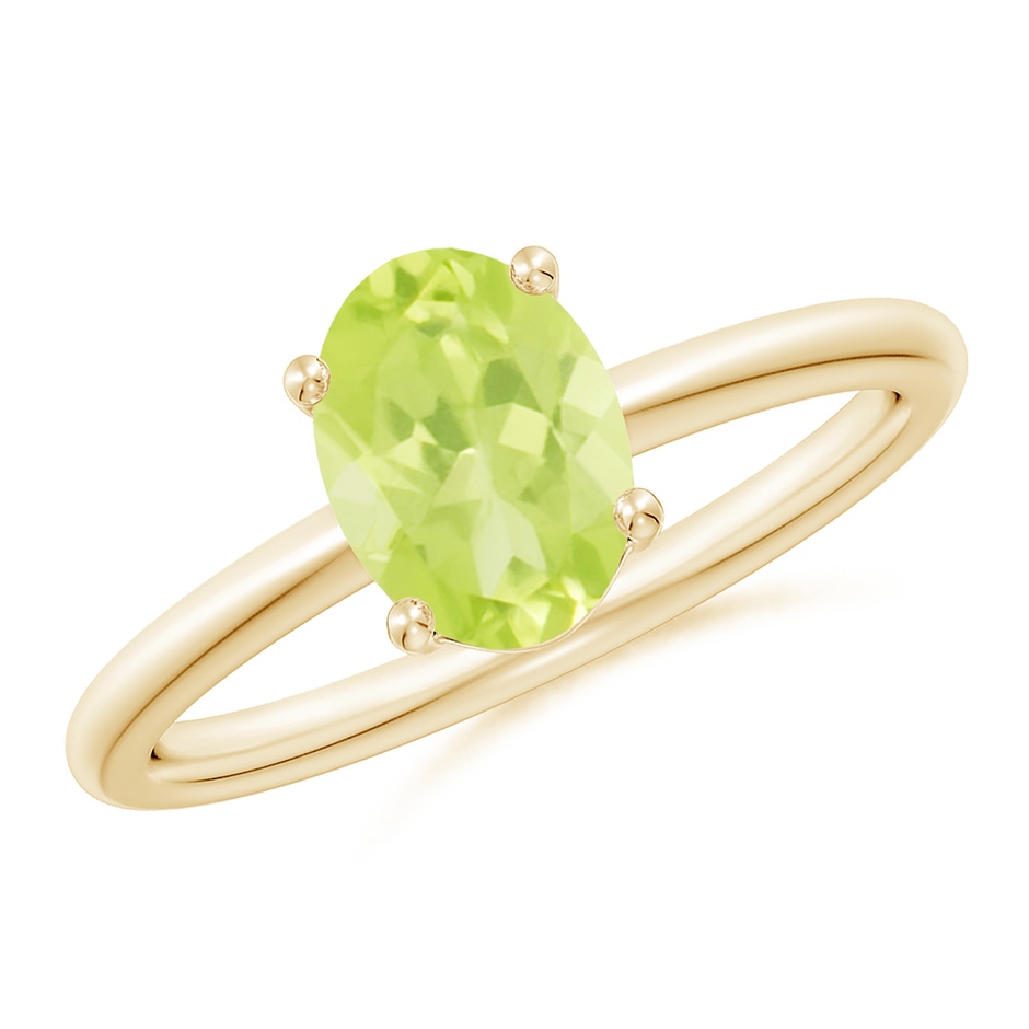 8x6mm A Classic Solitaire Oval Peridot Promise Ring in 18K Yellow Gold 