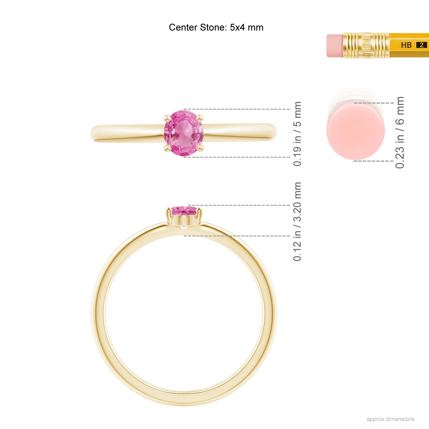 AA - Pink Sapphire / 0.4 CT / 14 KT Yellow Gold