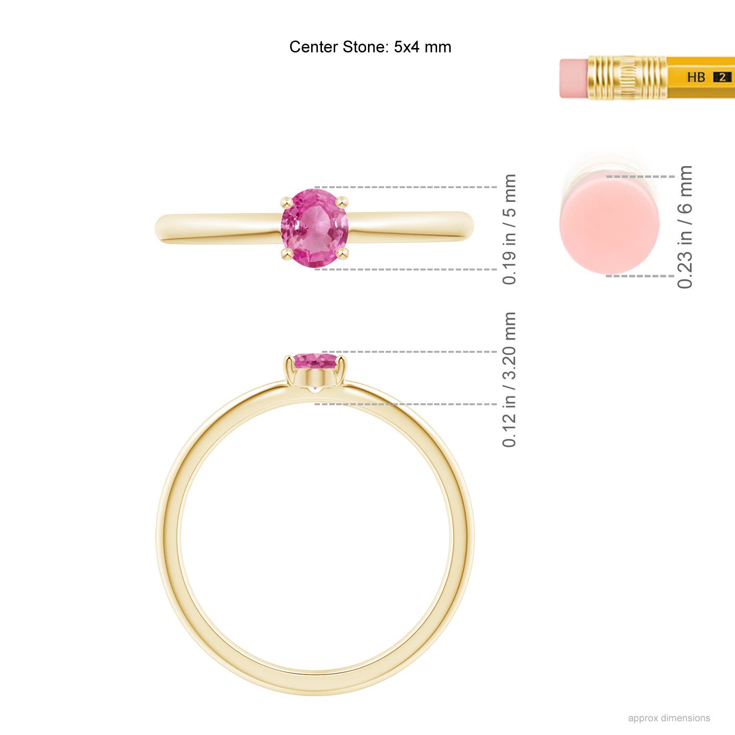 AAA - Pink Sapphire / 0.4 CT / 14 KT Yellow Gold