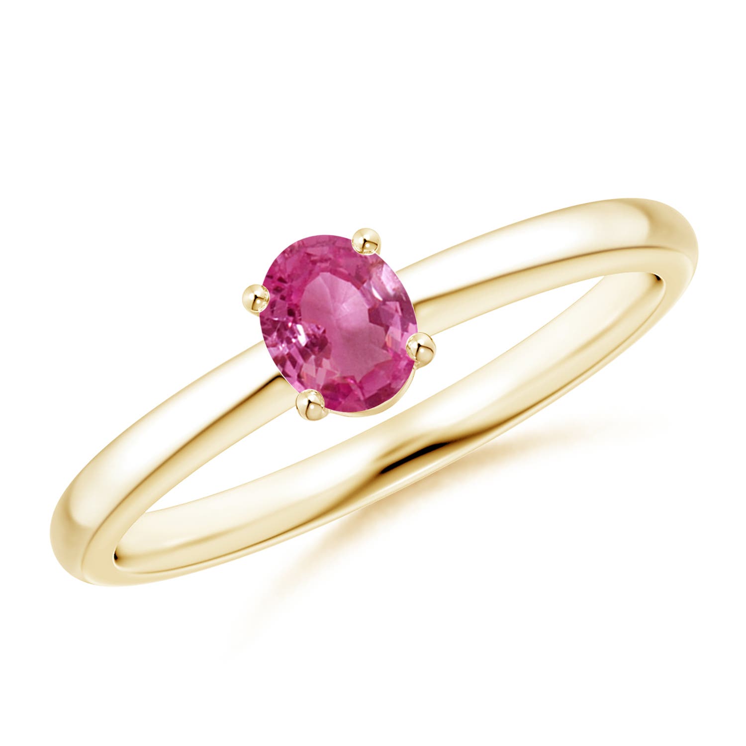 AAAA - Pink Sapphire / 0.4 CT / 14 KT Yellow Gold