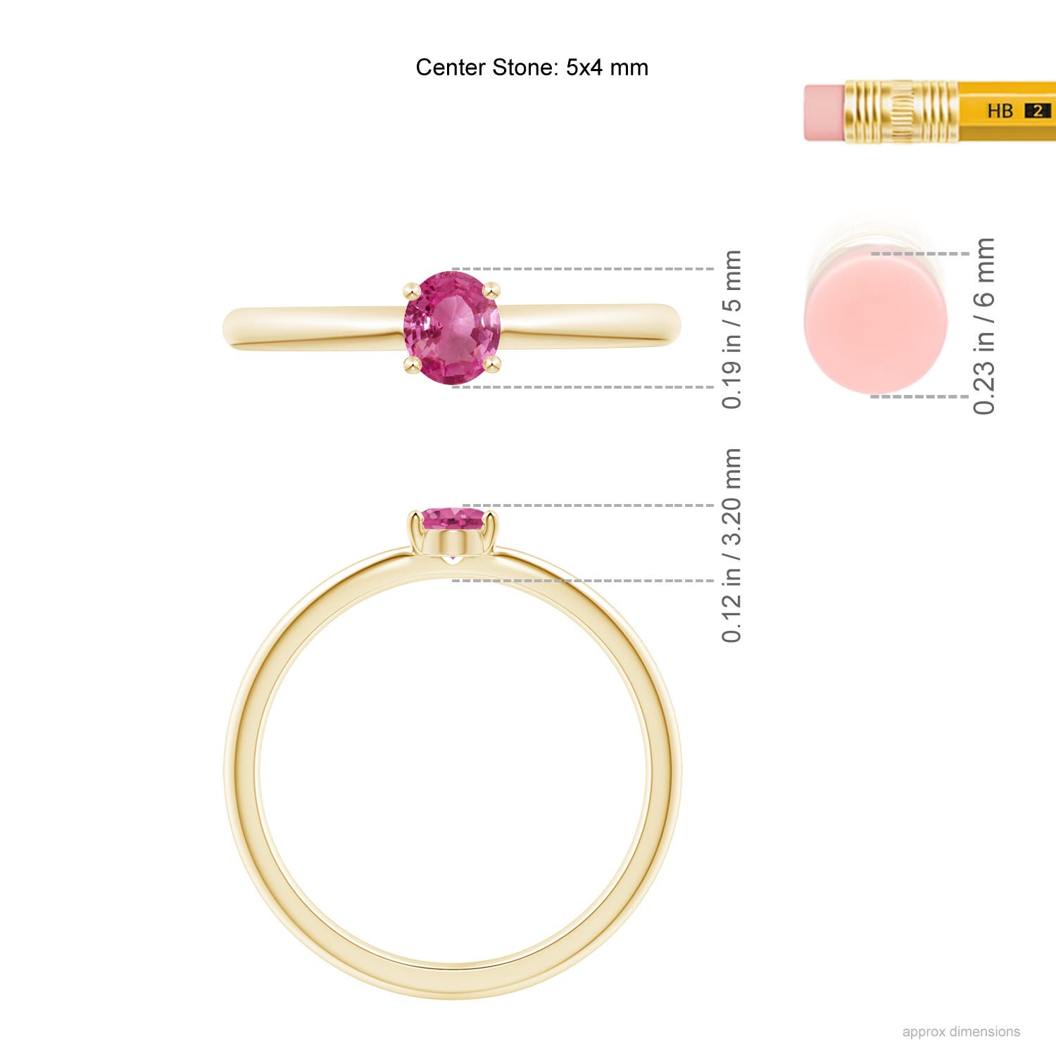 AAAA - Pink Sapphire / 0.4 CT / 14 KT Yellow Gold