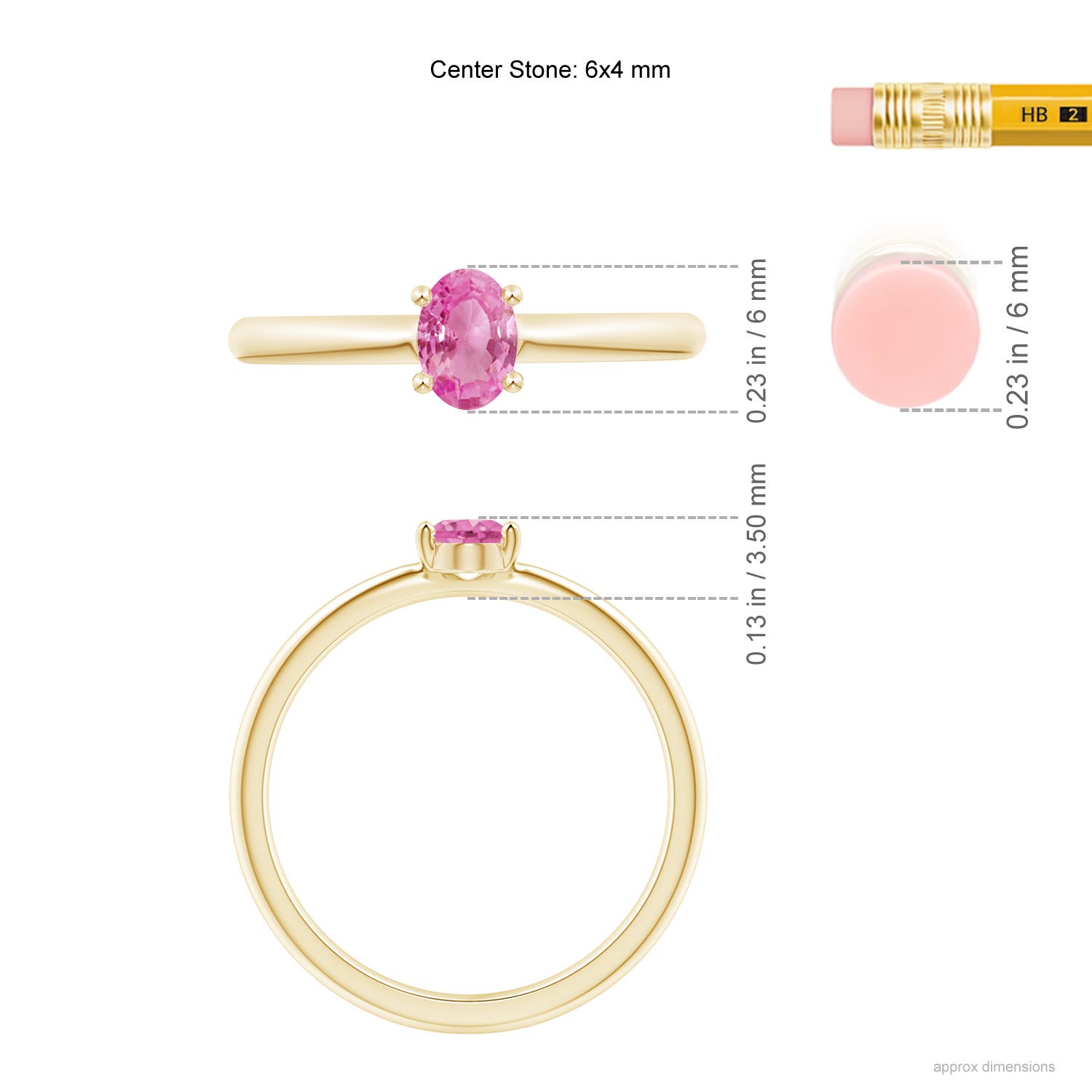 AA - Pink Sapphire / 0.55 CT / 14 KT Yellow Gold