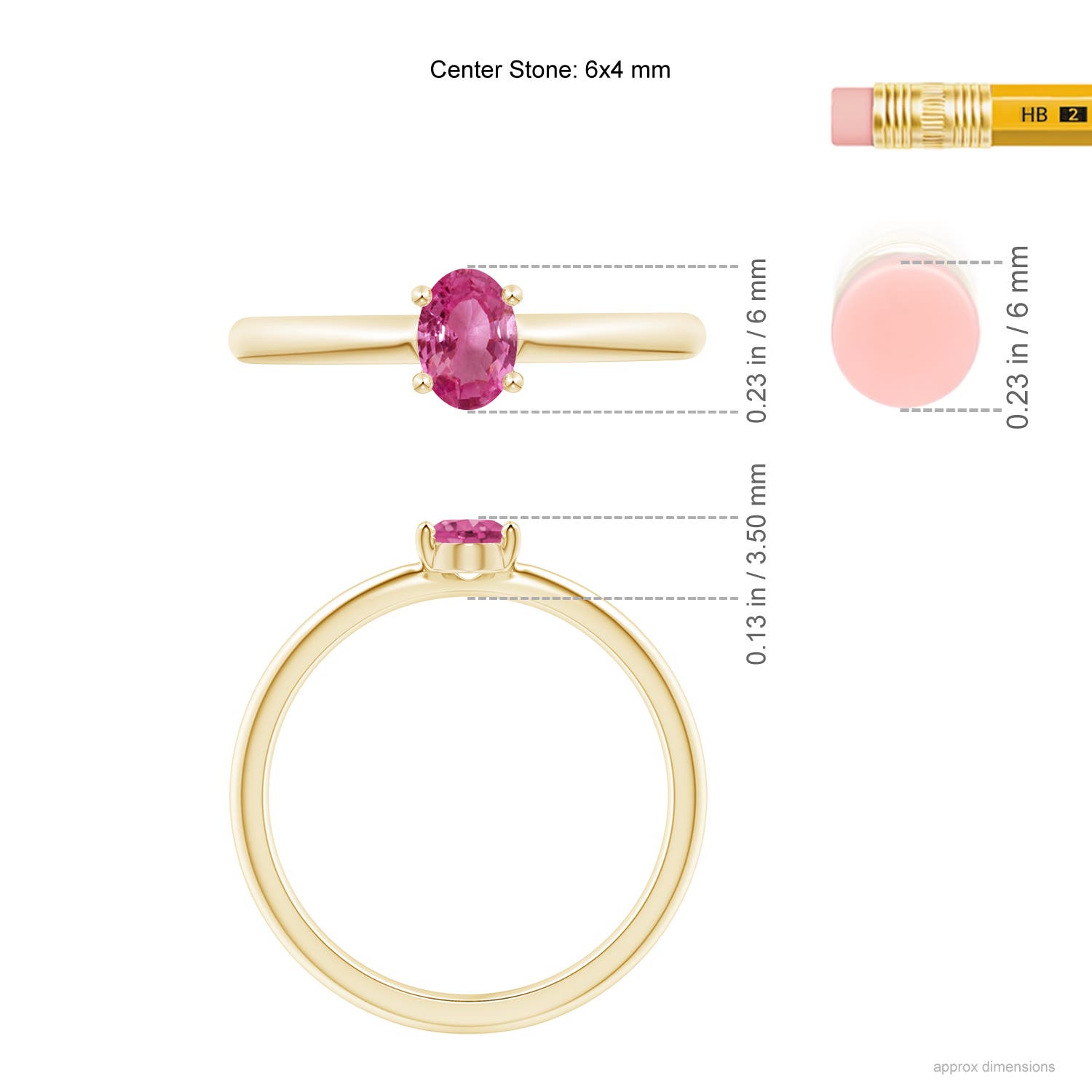 AAAA - Pink Sapphire / 0.55 CT / 14 KT Yellow Gold