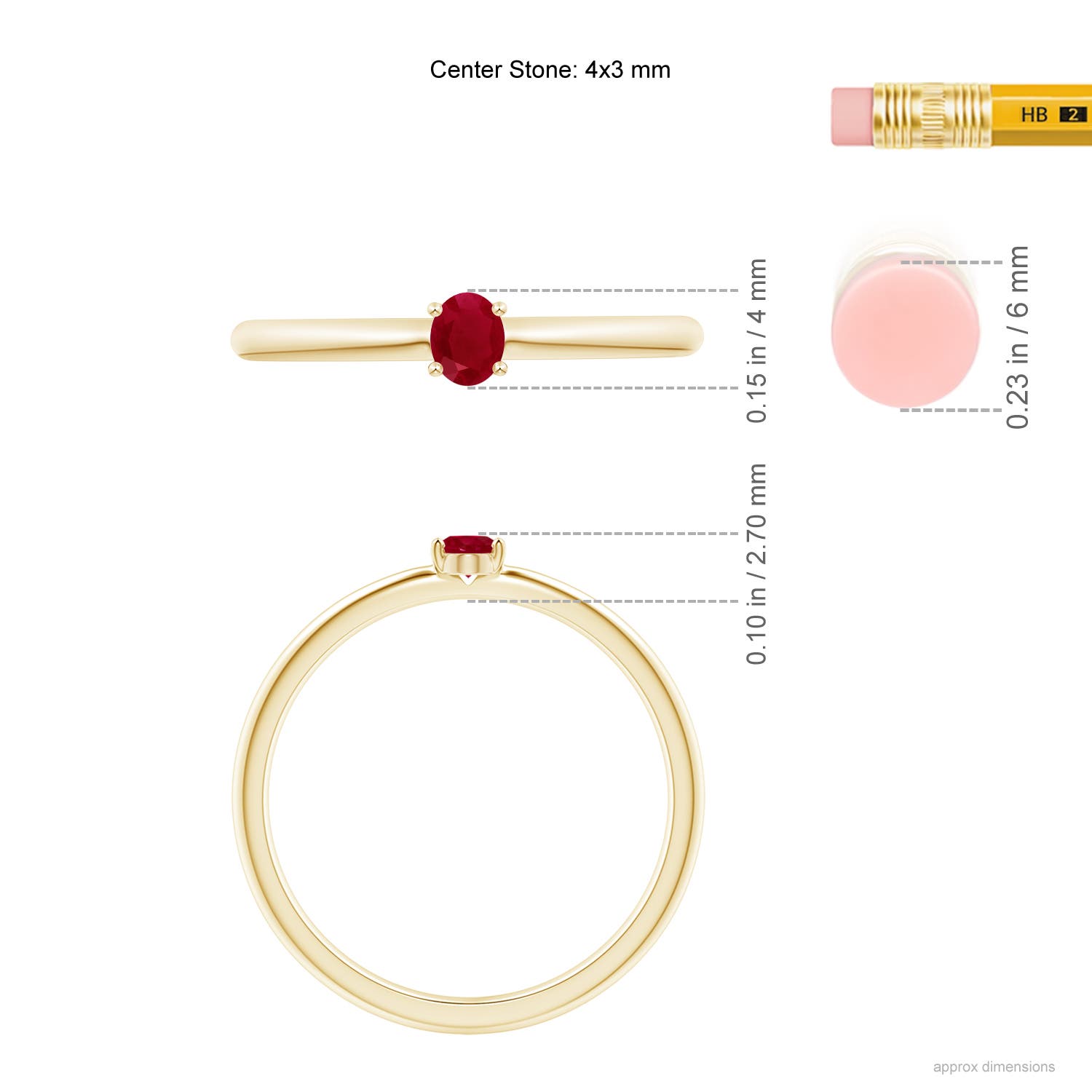 AA - Ruby / 0.2 CT / 14 KT Yellow Gold