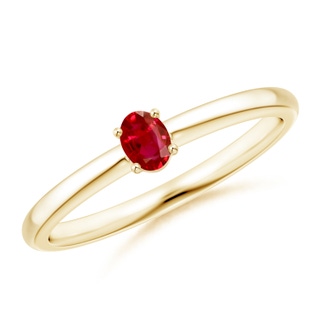 4x3mm AAA Classic Solitaire Oval Ruby Promise Ring in 9K Yellow Gold