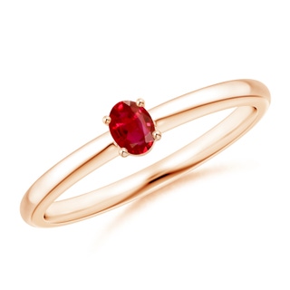 4x3mm AAA Classic Solitaire Oval Ruby Promise Ring in Rose Gold