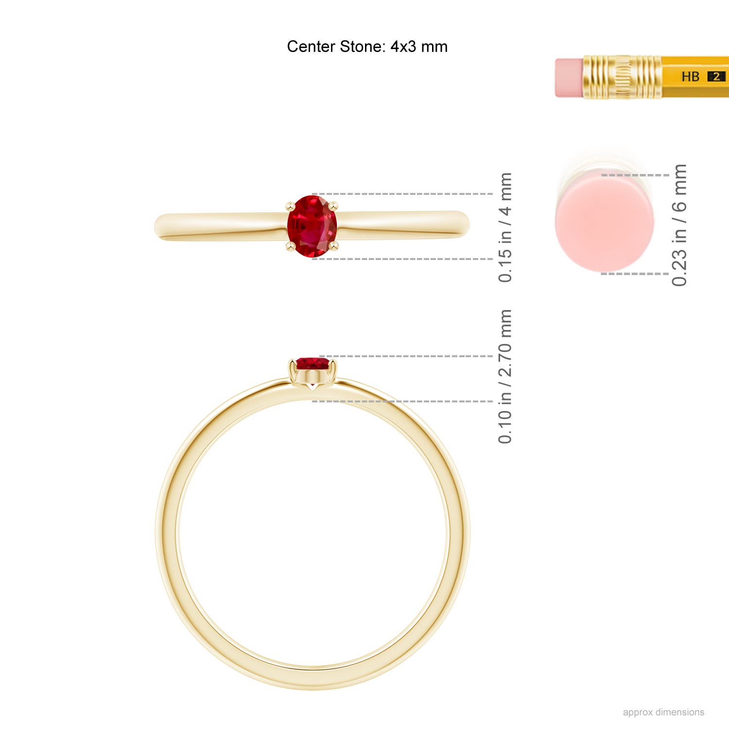 AAA - Ruby / 0.2 CT / 14 KT Yellow Gold