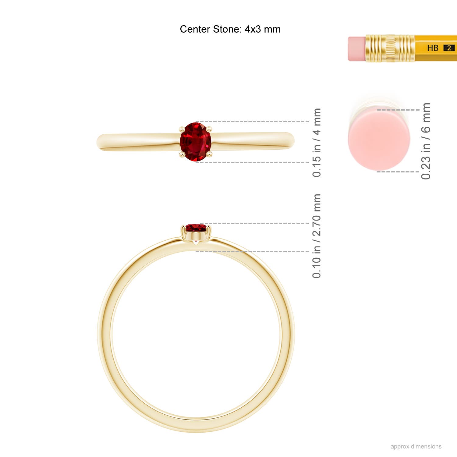 AAAA - Ruby / 0.2 CT / 14 KT Yellow Gold