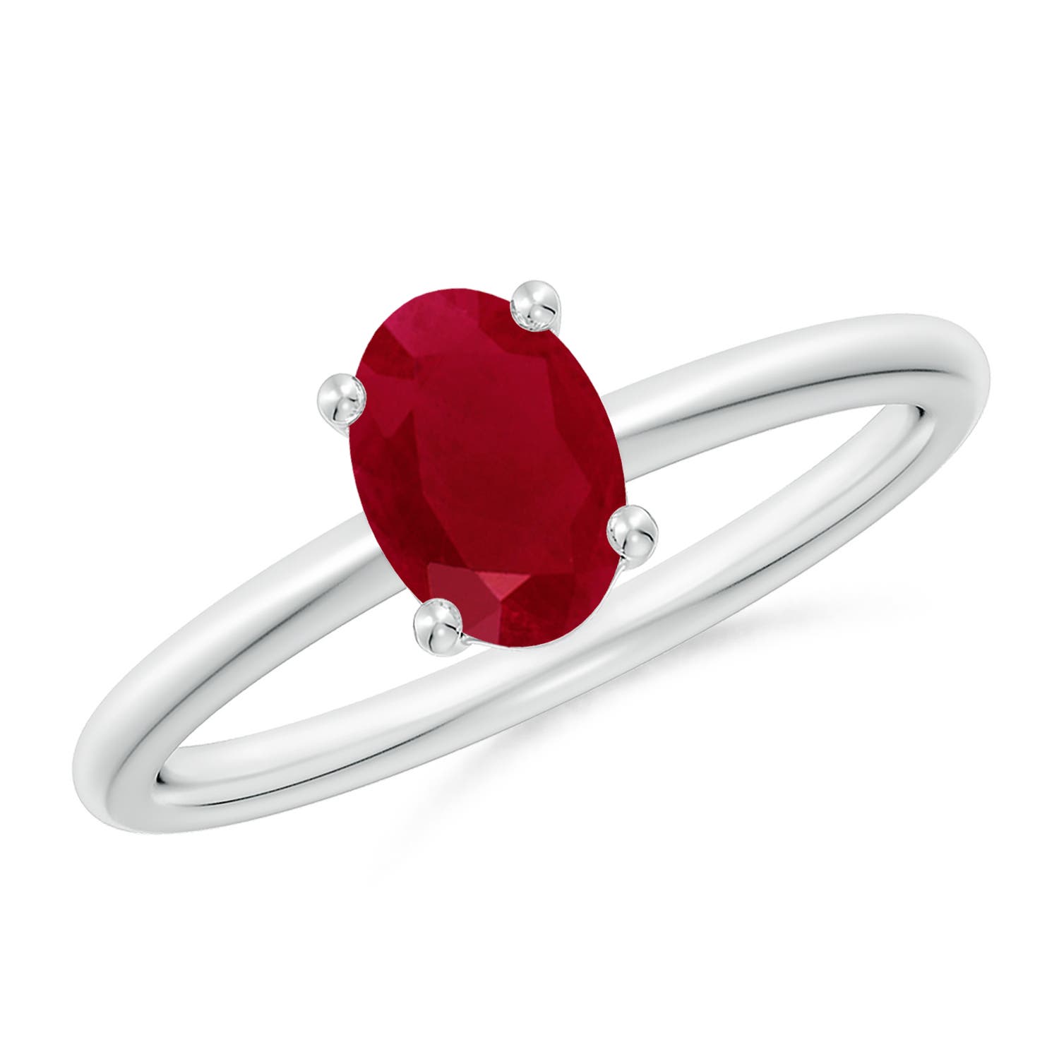 7x5mm AA Classic Solitaire Oval Ruby Promise Ring in P950 Platinum