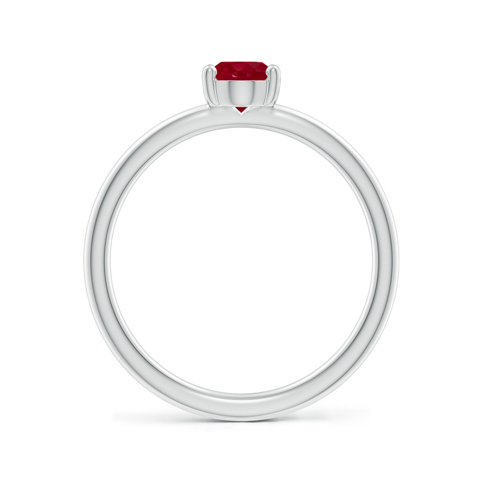 7x5mm AA Classic Solitaire Oval Ruby Promise Ring in P950 Platinum side 199