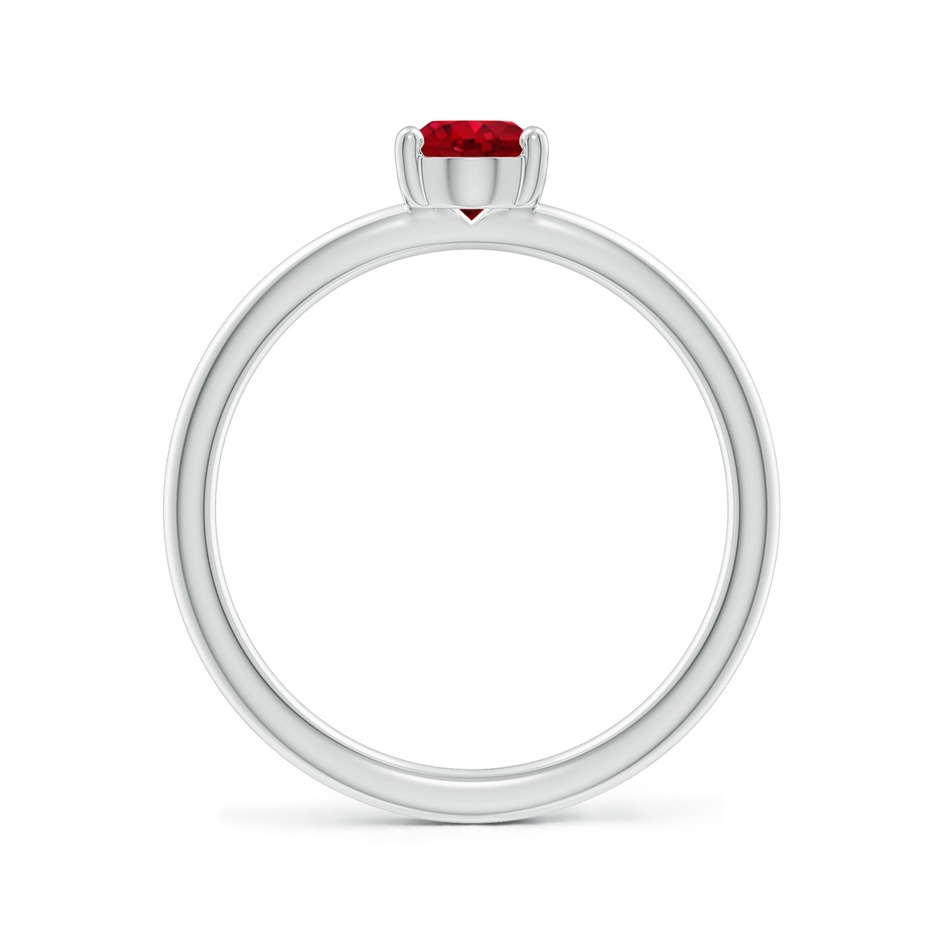 7x5mm AAA Classic Solitaire Oval Ruby Promise Ring in P950 Platinum side 199