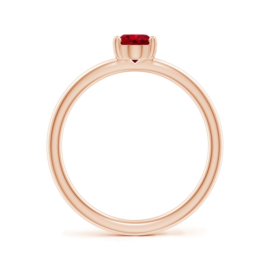 7x5mm AAA Classic Solitaire Oval Ruby Promise Ring in Rose Gold side 199