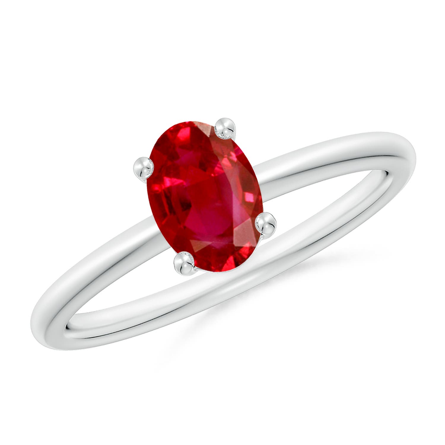 7x5mm AAA Classic Solitaire Oval Ruby Promise Ring in S999 Silver
